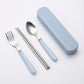Portable Flatware 4 Piece Set with Spoon Fork Chopsticks and Slim Travel Storage Case