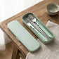 Portable Flatware 4 Piece Set with Spoon Fork Chopsticks and Slim Travel Storage Case