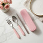 Portable Flatware 4 Piece Set with Spoon Fork Chopsticks and Slim Travel Storage Case