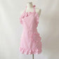 Ruffle Trim Valentine Heart Pocket Kitchen Apron with Adjustable Neck and Waist Ties