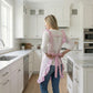 Polka Dot Gingham Ruffle Trim Kitchen Apron with Adjustable Straps and Front Pocket