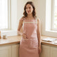 Kitchen Apron Gingham Check Pattern with Lace Trim Adjustable Neck Strap Dual Front Pockets