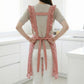 Floral Print Kitchen Apron with Ruffled Trim Adjustable Waist Ties and Front Pockets