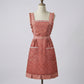 Floral Print Kitchen Apron with Ruffled Trim Adjustable Waist Ties and Front Pockets