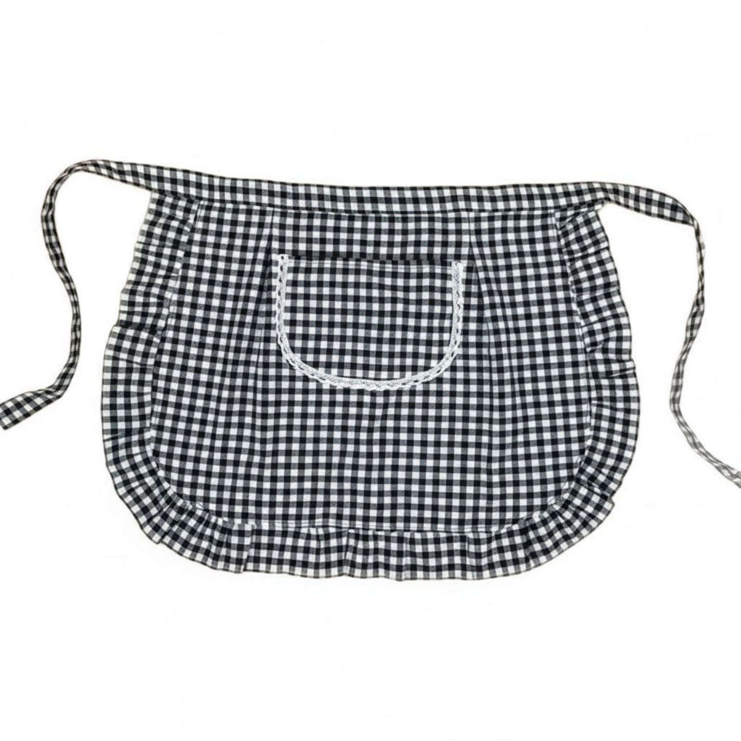3-Piece Decorative Waist Apron Set with Ruffle Trim Pocket and Adjustable Ties