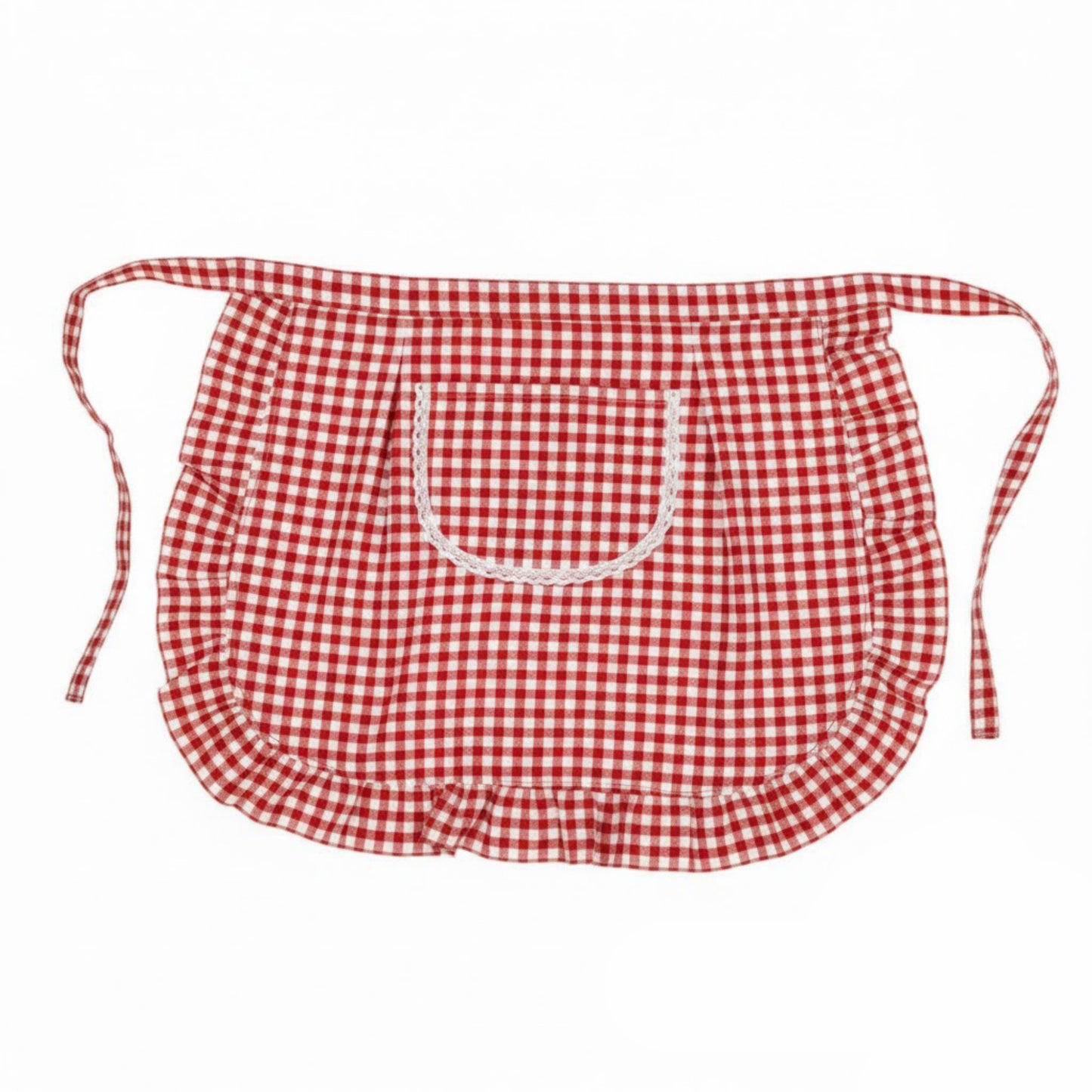 3-Piece Decorative Waist Apron Set with Ruffle Trim Pocket and Adjustable Ties