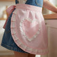 Decorative Waist Apron with Ruffle Trim Heart Pocket and Adjustable Ties