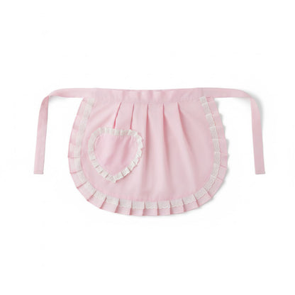 Decorative Waist Apron with Ruffle Trim Heart Pocket and Adjustable Ties