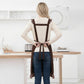 Striped Full Bib Apron with Ruffle Straps Dual Pockets and Waist Ties
