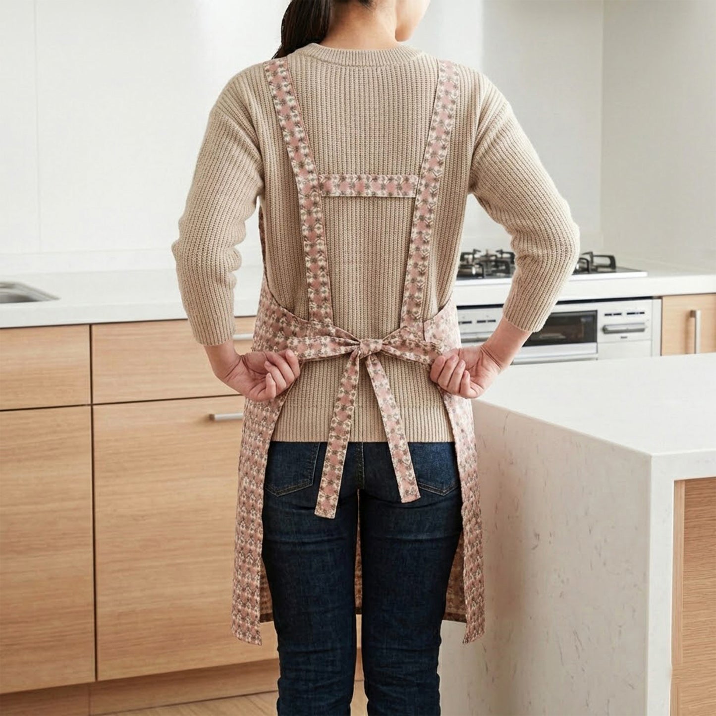 Adjustable Printed Full Apron with Bib Front and Waist Ties
