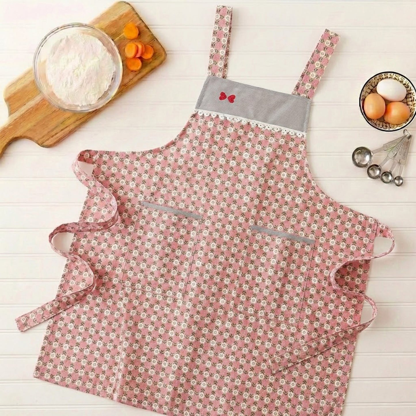 Adjustable Printed Full Apron with Bib Front and Waist Ties