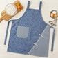 Floral Pattern Kitchen Apron with Adjustable Shoulder Straps Front Pocket and Decorative Trim Detail