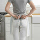 Adjustable Waist Tie Striped Apron with Lace Trim and Front Pocket