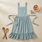 Adjustable Strap Ruffle Hem Apron with Front Pocket and Soft Fabric Design