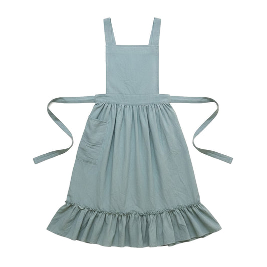 Adjustable Strap Ruffle Hem Apron with Front Pocket and Soft Fabric Design