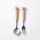 Portable Spoon and Fork Set with Storage Case Cute Character Handle Reusable Tableware