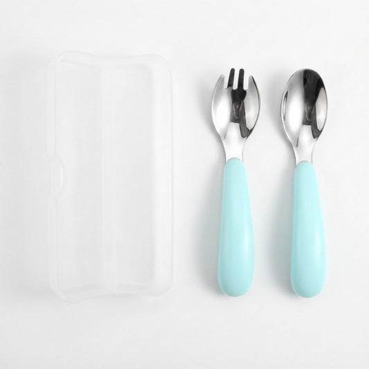 Portable Spoon and Fork Set with Storage Case Reusable Compact Travel Tableware