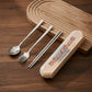 Panda Print Portable Cutlery Set with Storage Case Spoon Fork Chopsticks Travel Tableware