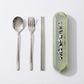Panda Print Portable Cutlery Set with Storage Case Spoon Fork Chopsticks Travel Tableware