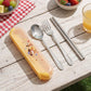 Panda Print Portable Cutlery Set with Storage Case Spoon Fork Chopsticks Travel Tableware