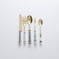 Mixed Handle Stainless Steel Flatware Set with Patterned Grip Design 5 Piece Set