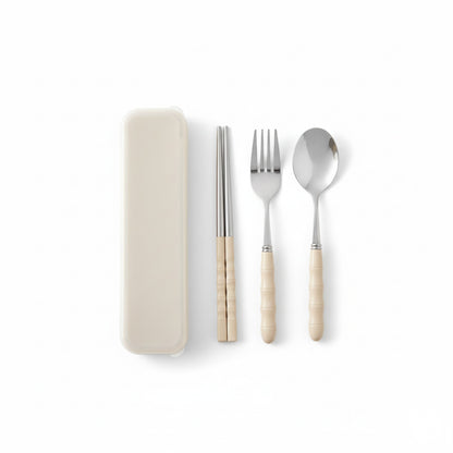 Reusable Travel Cutlery Set with Chopsticks Fork Spoon and Storage Case