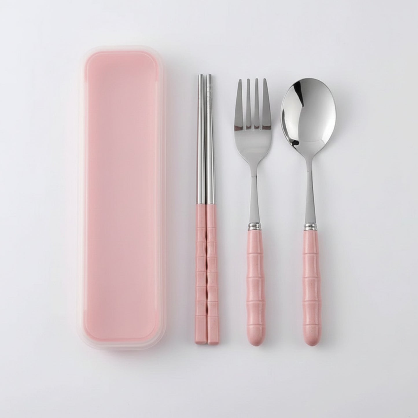 Reusable Travel Cutlery Set with Chopsticks Fork Spoon and Storage Case