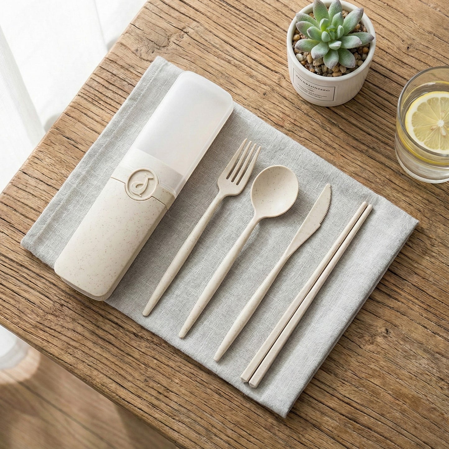Reusable Dining Utensil Set with Chopsticks Fork Knife Spoon and Storage Case