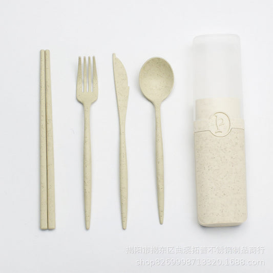 Reusable Dining Utensil Set with Chopsticks Fork Knife Spoon and Storage Case