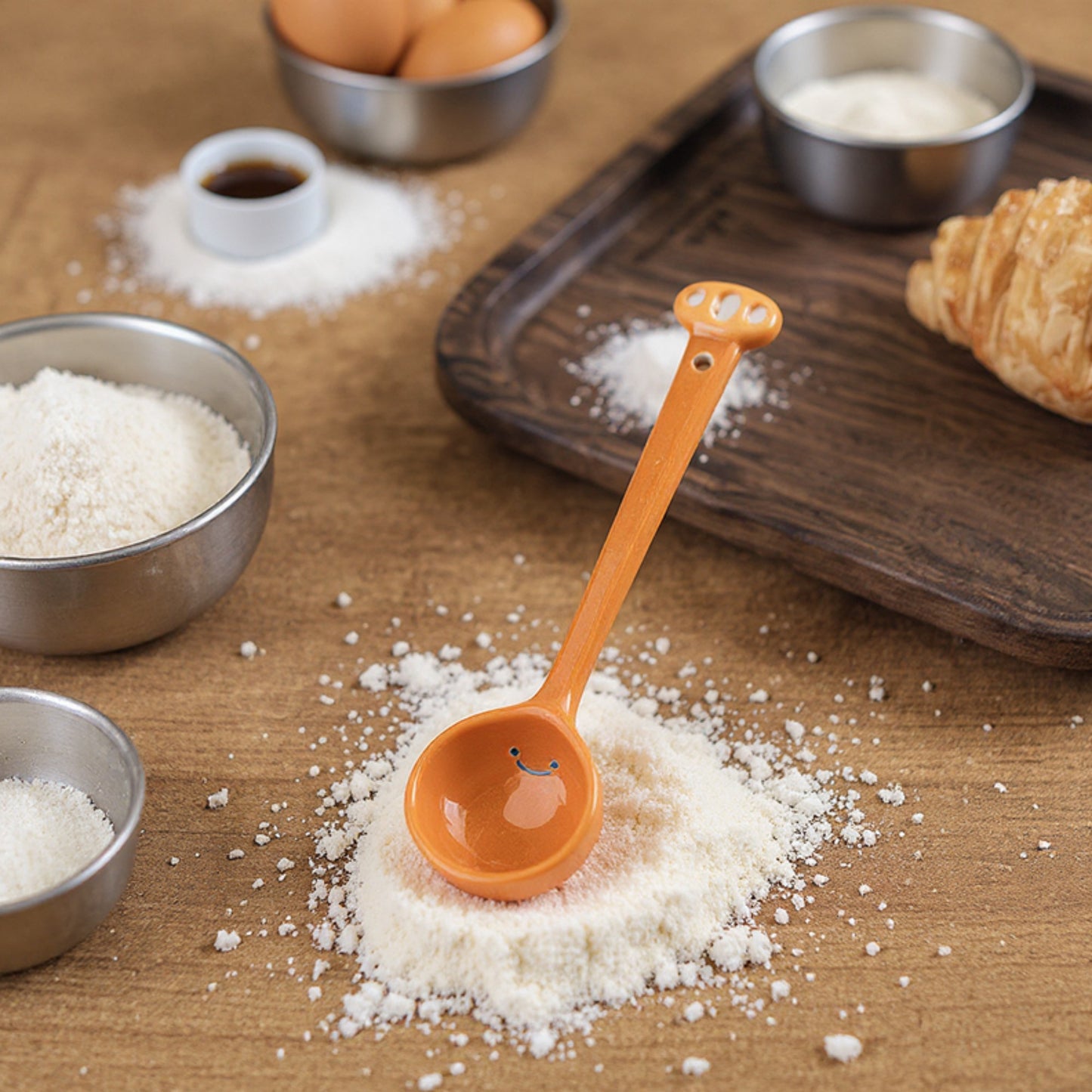 Ceramic Soup Ladle Spoons with Food Handle Design 3 Piece Set