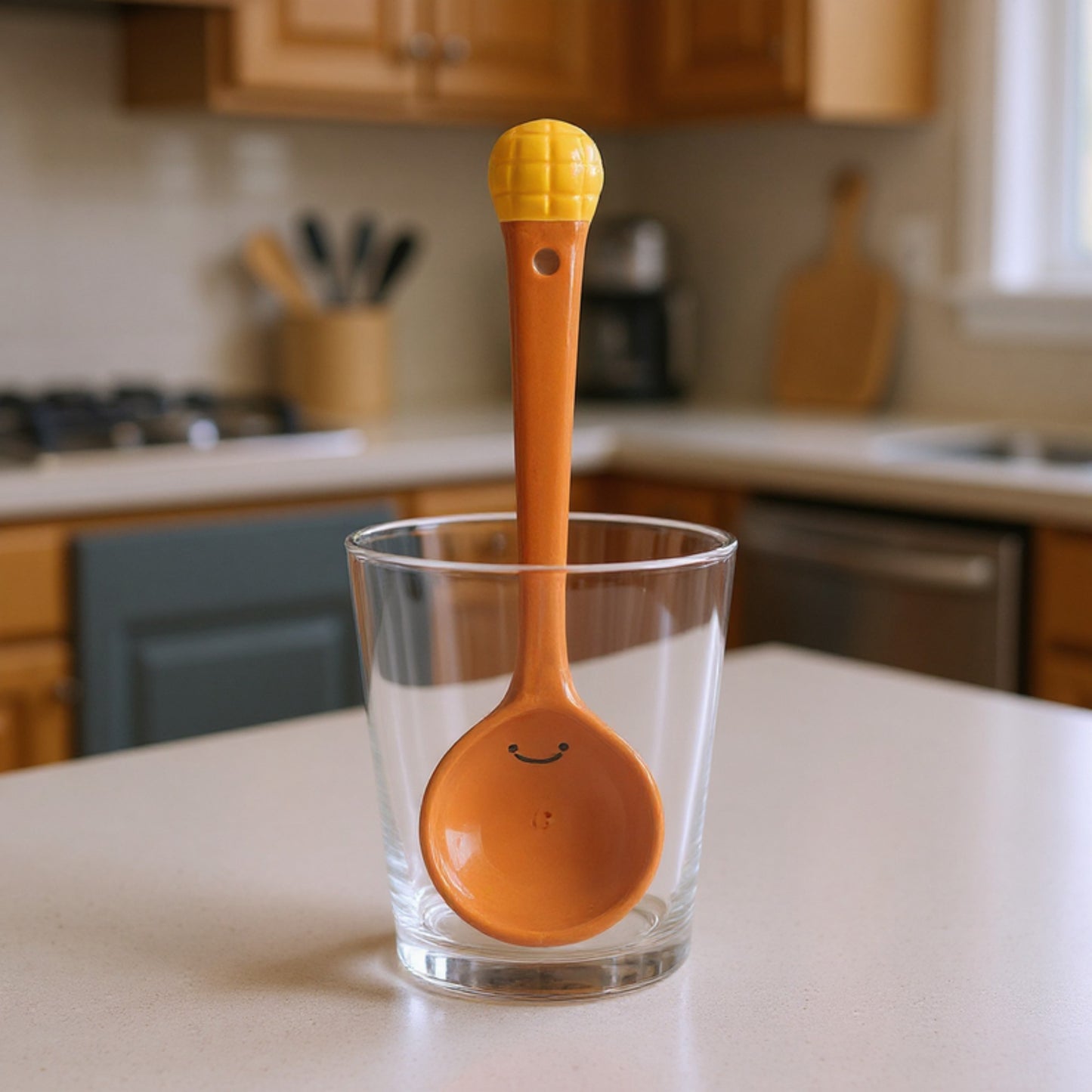 Ceramic Soup Ladle Spoons with Food Handle Design 3 Piece Set