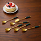 Decorative Teaspoon Set with Gold Tone Finish and Patterned Handle Design