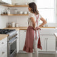Adjustable Cross Back Ruffle Hem Apron with Front Pockets and Soft Fabric Design