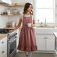 Adjustable Cross Back Ruffle Hem Apron with Front Pockets and Soft Fabric Design