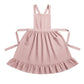 Adjustable Cross Back Ruffle Hem Apron with Front Pockets and Soft Fabric Design