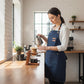 Adjustable Cross Back Denim Utility Apron with Multi Pocket Storage and Reinforced Hardware