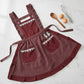 Lace Trim Check and Stripe Kitchen Apron with Ruffle Strap Bib Dual Front Pockets and Adjustable Waist Ties