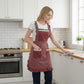 Lace Trim Check and Stripe Kitchen Apron with Ruffle Strap Bib Dual Front Pockets and Adjustable Waist Ties
