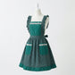 Lace Trim Check and Stripe Kitchen Apron with Ruffle Strap Bib Dual Front Pockets and Adjustable Waist Ties