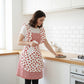 Strawberry Print Gingham Kitchen Apron with Ruffle Strap Bib Design Front Pocket and Adjustable Waist Ties