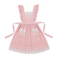Lace Trim Ruffle Kitchen Apron with Embroidered Bib Detail Dual Front Pockets and Adjustable Waist Ties