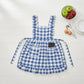 Ruffle Trim Striped Kitchen Apron with Dual Front Pockets Adjustable Waist Ties and Decorative Lace Detail