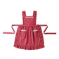 Ruffle Trim Striped Kitchen Apron with Dual Front Pockets Adjustable Waist Ties and Decorative Lace Detail