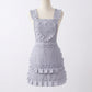 Ruffle Detail Kitchen Apron with Heart Accent Front Pocket and Adjustable Waist Ties