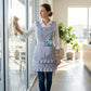 Ruffle Detail Kitchen Apron with Heart Accent Front Pocket and Adjustable Waist Ties
