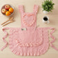 Ruffle Detail Kitchen Apron with Heart Accent Front Pocket and Adjustable Waist Ties