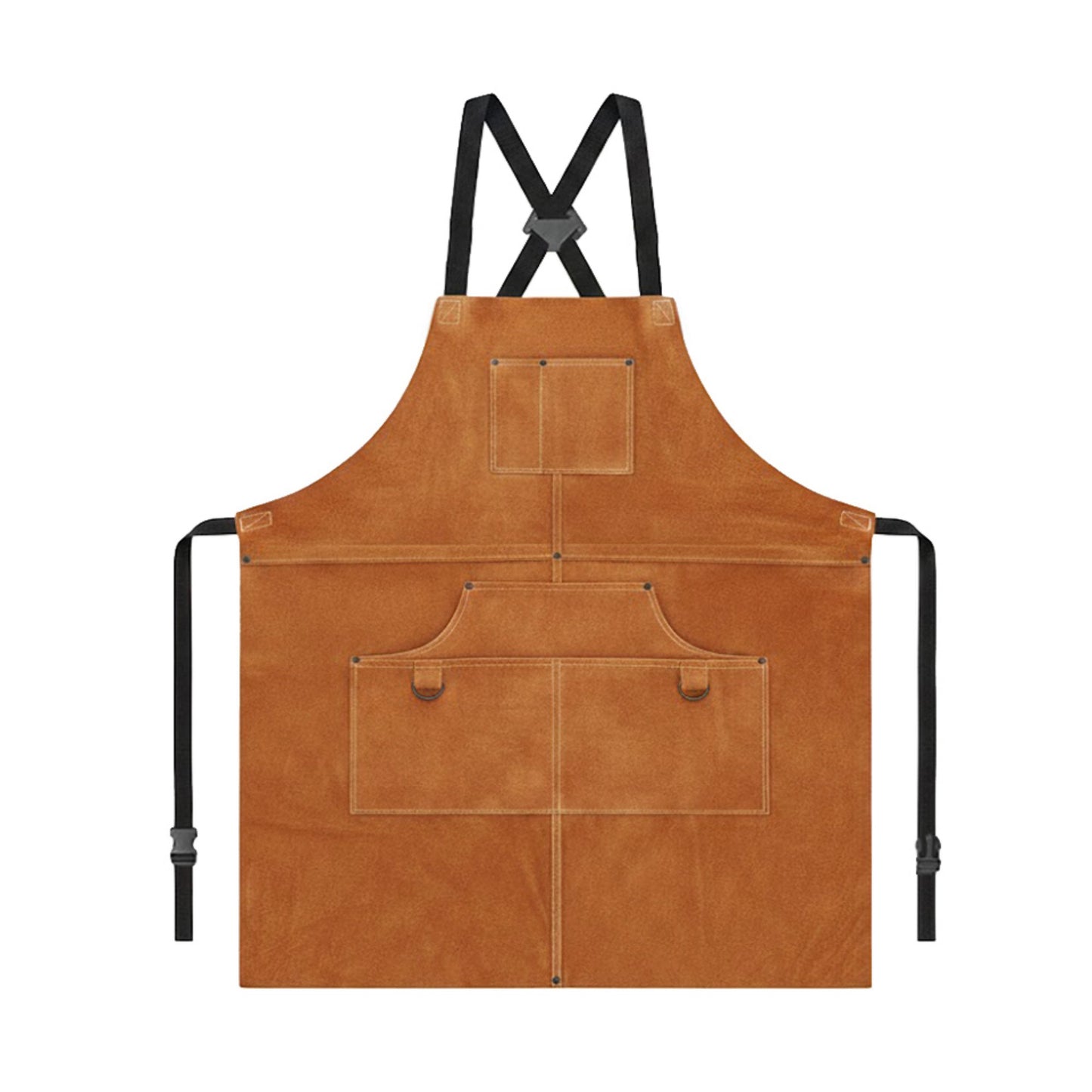 Heavy Duty Work Apron with Adjustable Cross Back Straps Multiple Tool Pockets and Reinforced Construction