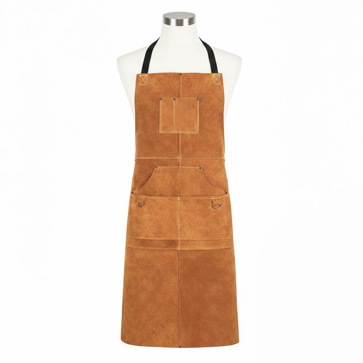 Heavy Duty Work Apron with Adjustable Cross Back Straps Multiple Tool Pockets and Reinforced Construction