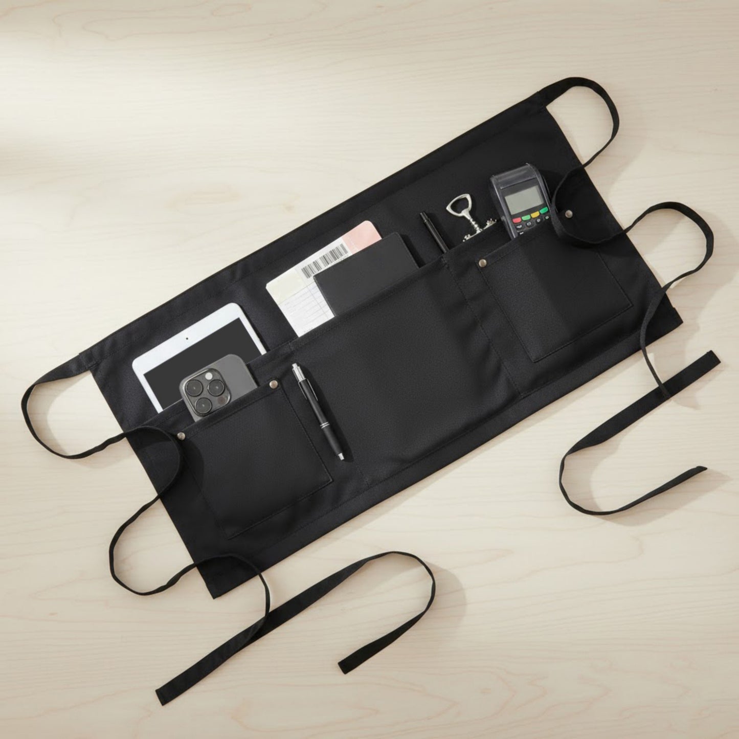 Waist Apron with Adjustable Ties and Dual Front Pockets for Kitchen Cooking Baking and Crafting