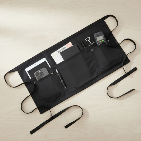 Waist Apron with Adjustable Ties and Dual Front Pockets for Kitchen Cooking Baking and Crafting